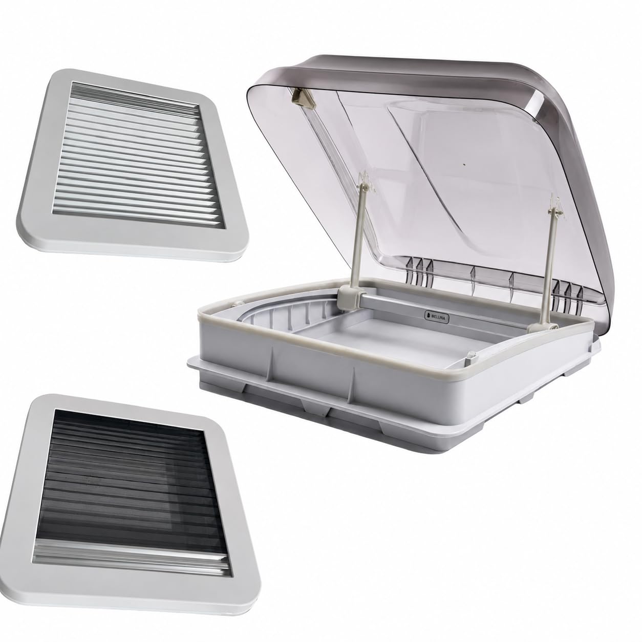 Claraboya Camper 40x40 con Oscurecedor y Mosquitera – Ventana Techo Transparente para Caravana Camper Homologada 43R