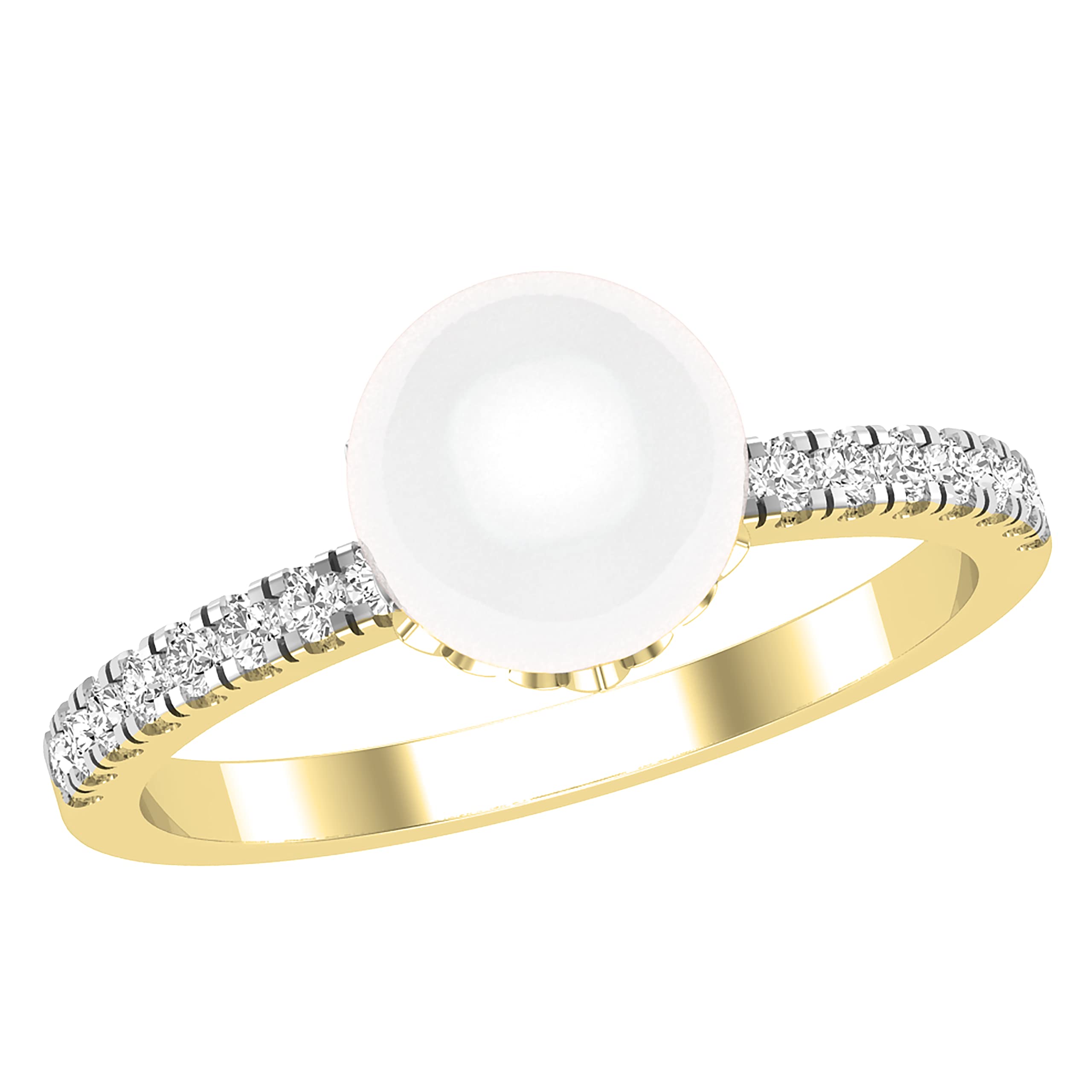 Dazzlingrock Collection Anillo de compromiso moderno y delicado con perlas cultivadas de agua dulce cultivadas en laboratorio de 8 mm, disponible en oro de 14 quilates y 18 quilates, Oro amarillo