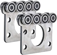 Vista 21 de 2 carritos con ruedas rodillos. Conjunto de carrito con rodamientos. La parte superior del carrito tiene espacio para tornillos de ajuste