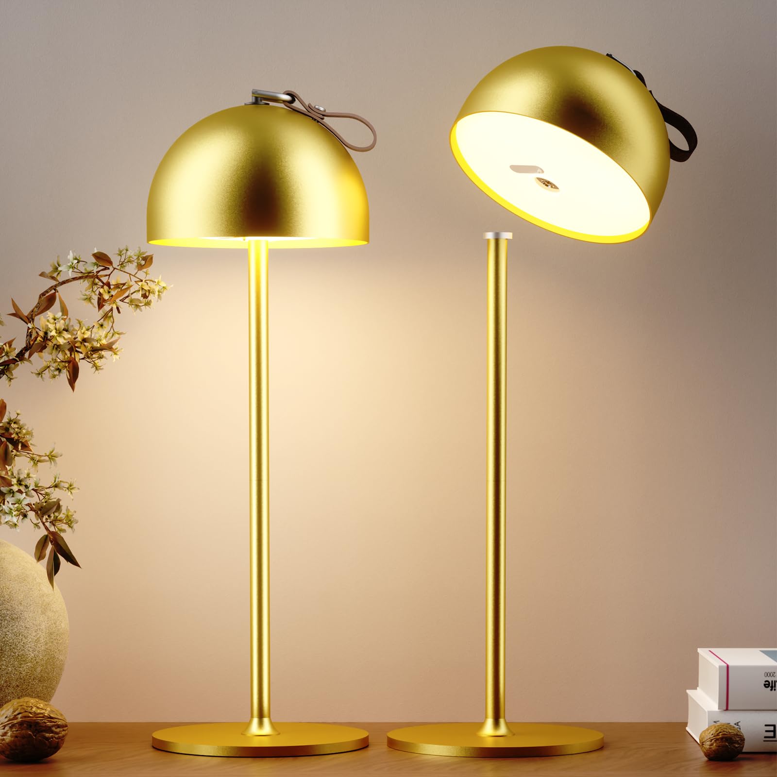DEELUX 1 Piece Table Lamp Gold 2psc, Golden Hemisphere, 2 piece