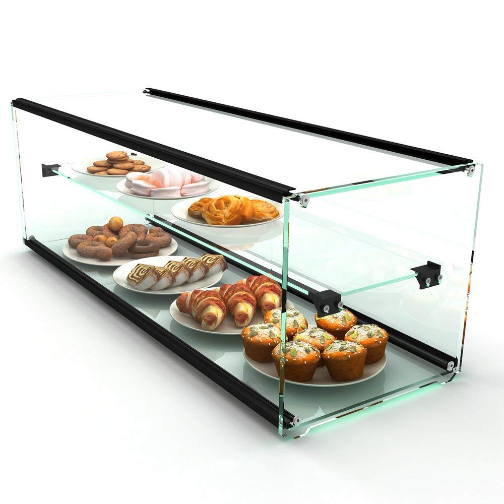 Vitrina Expositora Bollería y Repostería de Cristal - EP30D - 920x300x300 mm - CON luz LED