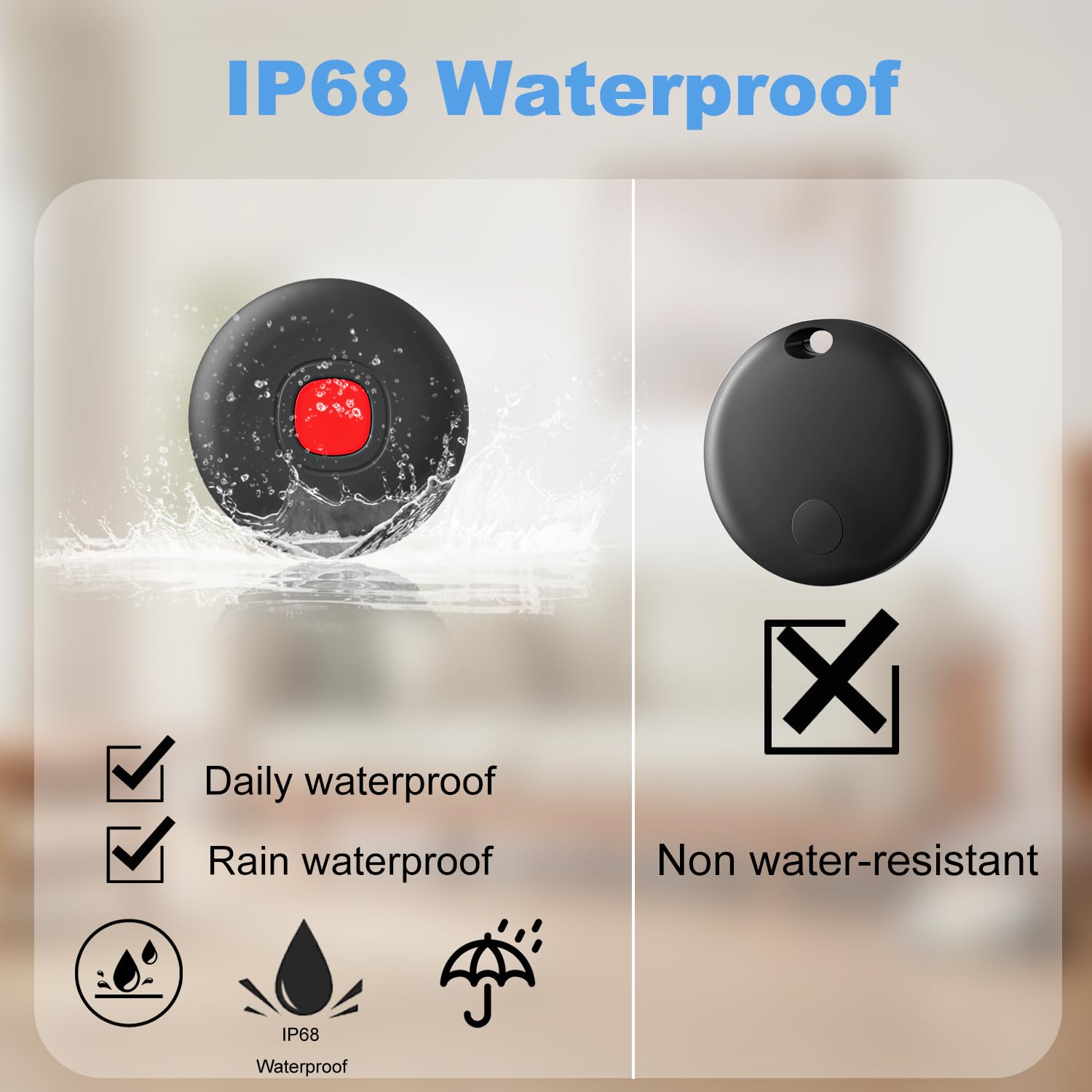 Lot de 4 étiquettes de suivi d'air intelligentes, étanche IP68, traqueur de bagages Bluetooth fonctionne avec l'application Apple Find My (iOS uniquement), localisateur de clés et localisateur