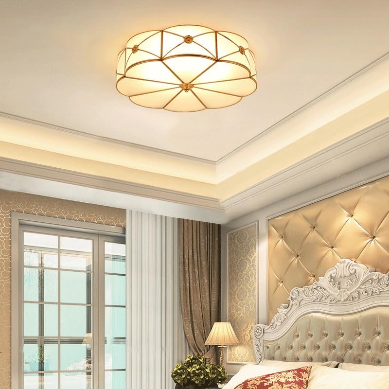 Luminaire de plafond en cuivre et verre soufflé luxe pour chambre