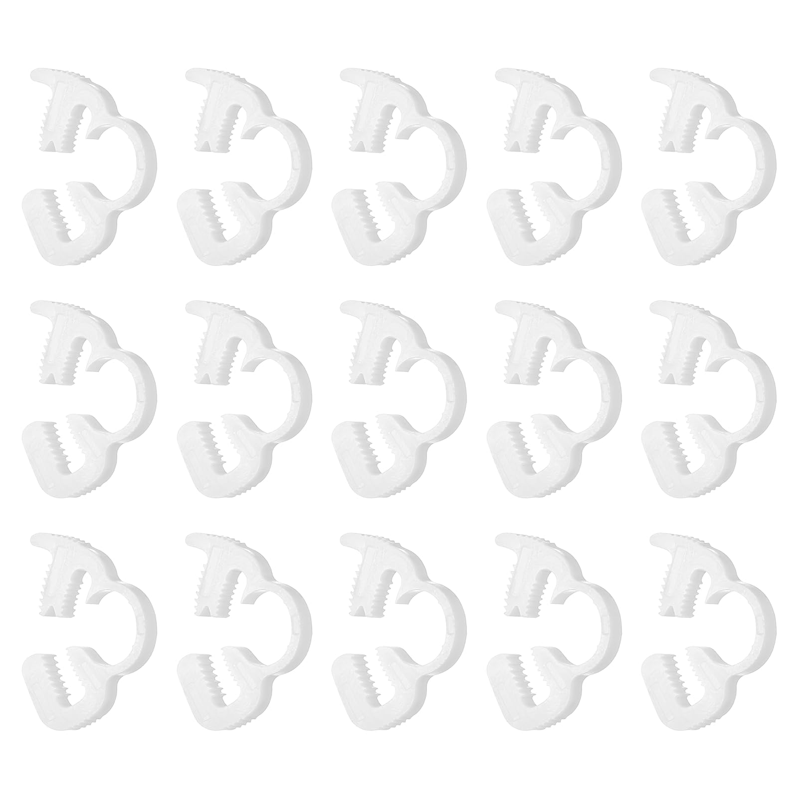sourcing map 15pcs Double Snap Grip 5.2-5.7mm Heavy Duty Plastic Hose Clamps Ratcheting Adjustable Clamps Kit for Plumbing Automotive Fuel Line, White — image 1