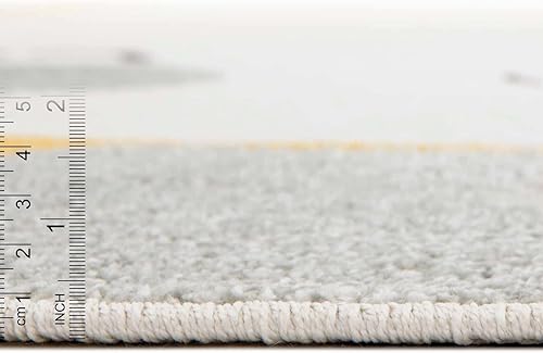 Miniatura 2 de Unique Loom Whimsy Kids Collection - Alfombra sonriente (3 pies 3 pulgadas, redonda, grisamarillo)