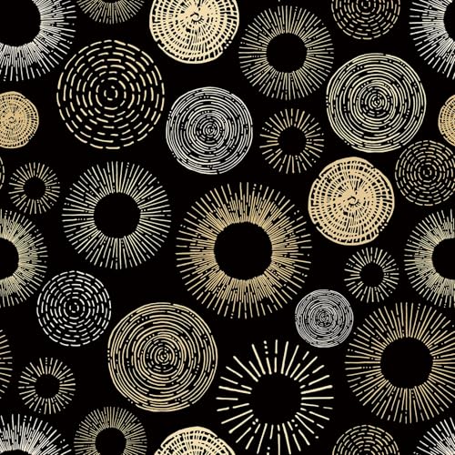 iPaste Abstract Boho Wallpaper Circle Geometric Peel and Stick Wallpaper Black and Gold Geometric Contact Paper for Bedroom Cabinets Mid Century Modern Wall Paper Removable Self Adhesive 17.5"x80"