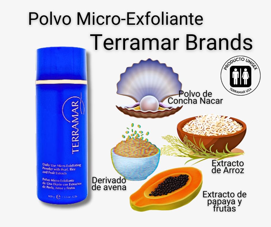 Generic Polvo Micro - Exfoliante terramar de Uso Diario con Extractos de Perla, Arroz y Frutas