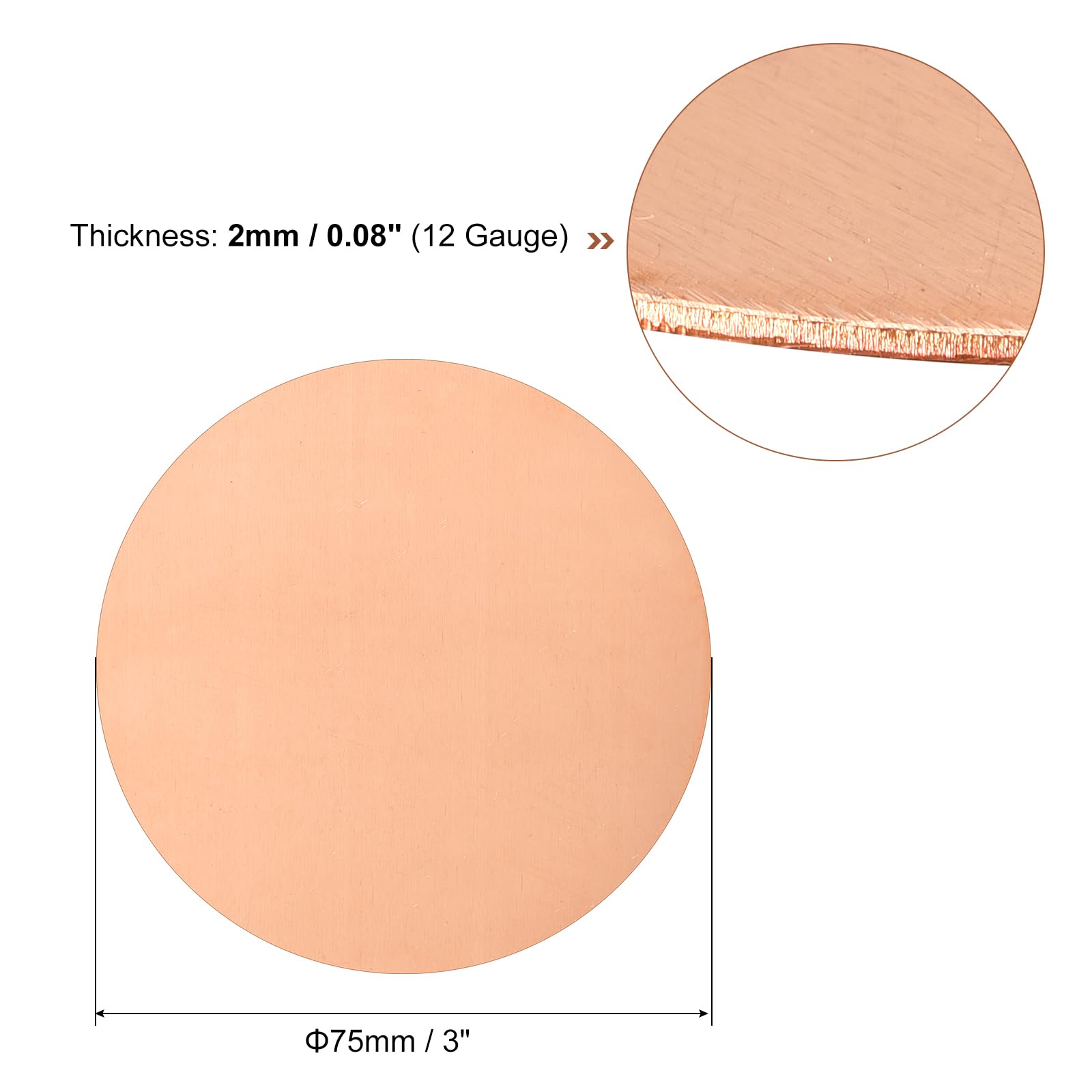 Pure Copper Sheet, 1pcs 2 3/8" X 0.08" 12 Gauge T2 - View #8