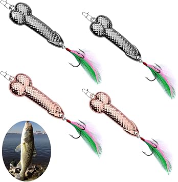 4PCS Fishing Lures, Metal Jigs Spoon Lure, Sequin Fishing Bass Lures, Casting Sinker Spoons Spinner Baits Nickel Treble Hooks with Freshwater and Saltwater, Fishing Gifts for Men Silver+Rose