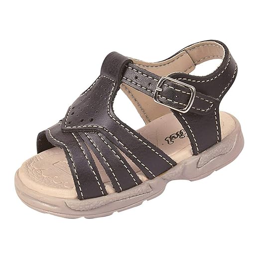 Sandália Ortopédica Infantil Couro Menino 3 Tiras Preta