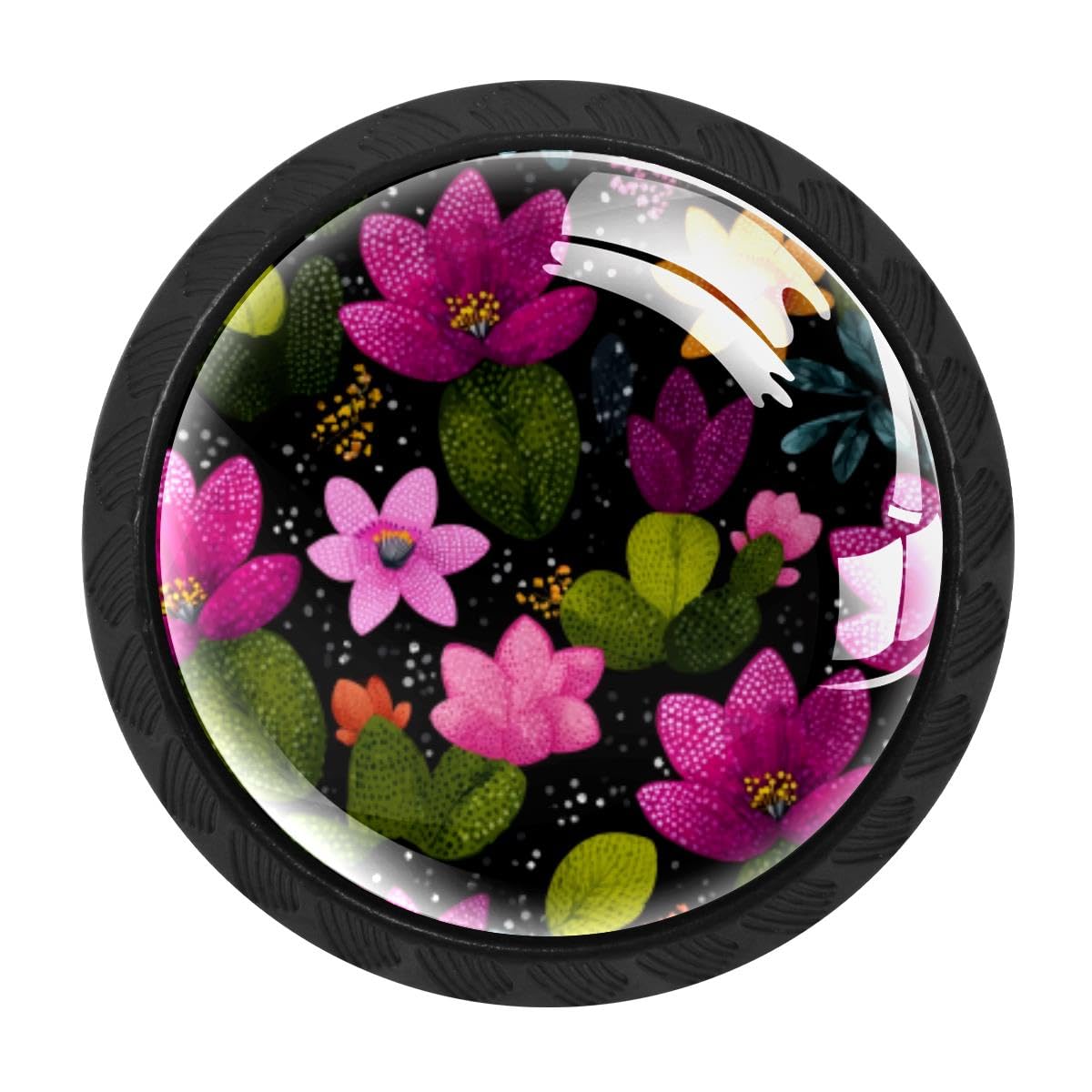 4 PCS Kitchen Cabinet Knobs, Cactus Flower Drawer Knobs Dresser Handles