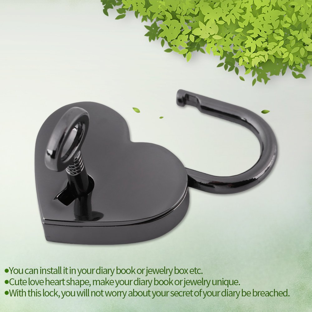 Small Heart Shape Padlock Vintage Antique Style Black Lock with