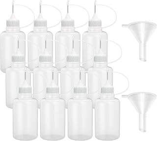 12 Pcs 2 Ounce Needle Tip Glue Bottle 60ml Plastic Dropper Bottles for Small Gluing Projects, Paper Quilling DIY Craft, Acrylic Painting, White Lid