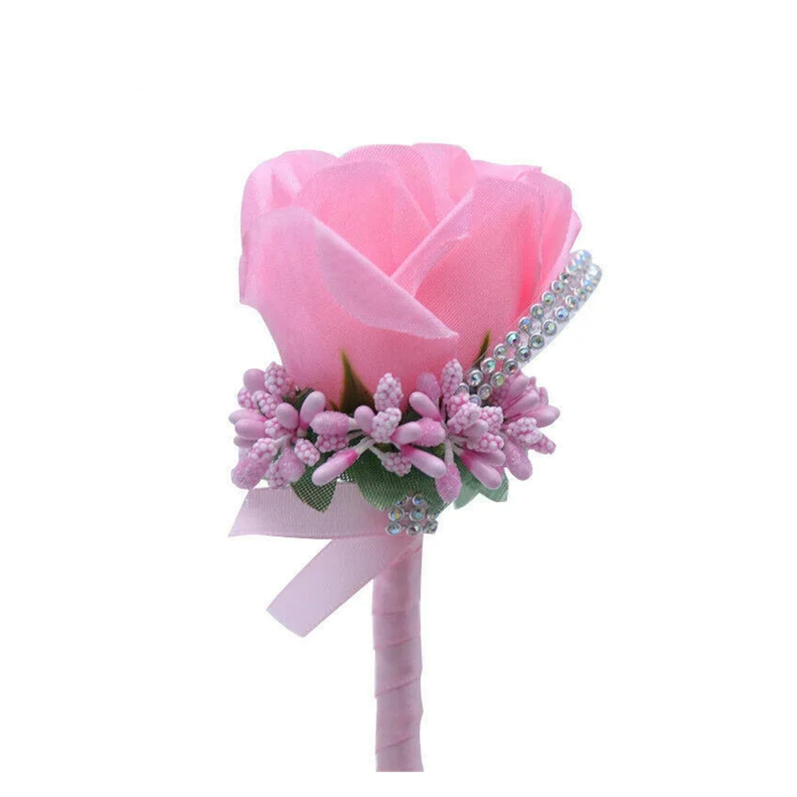 MQFBNNP Wedding boutonniere Bride Groom Corsage Artificial Silk Rose Boutonniere(Color 7)
