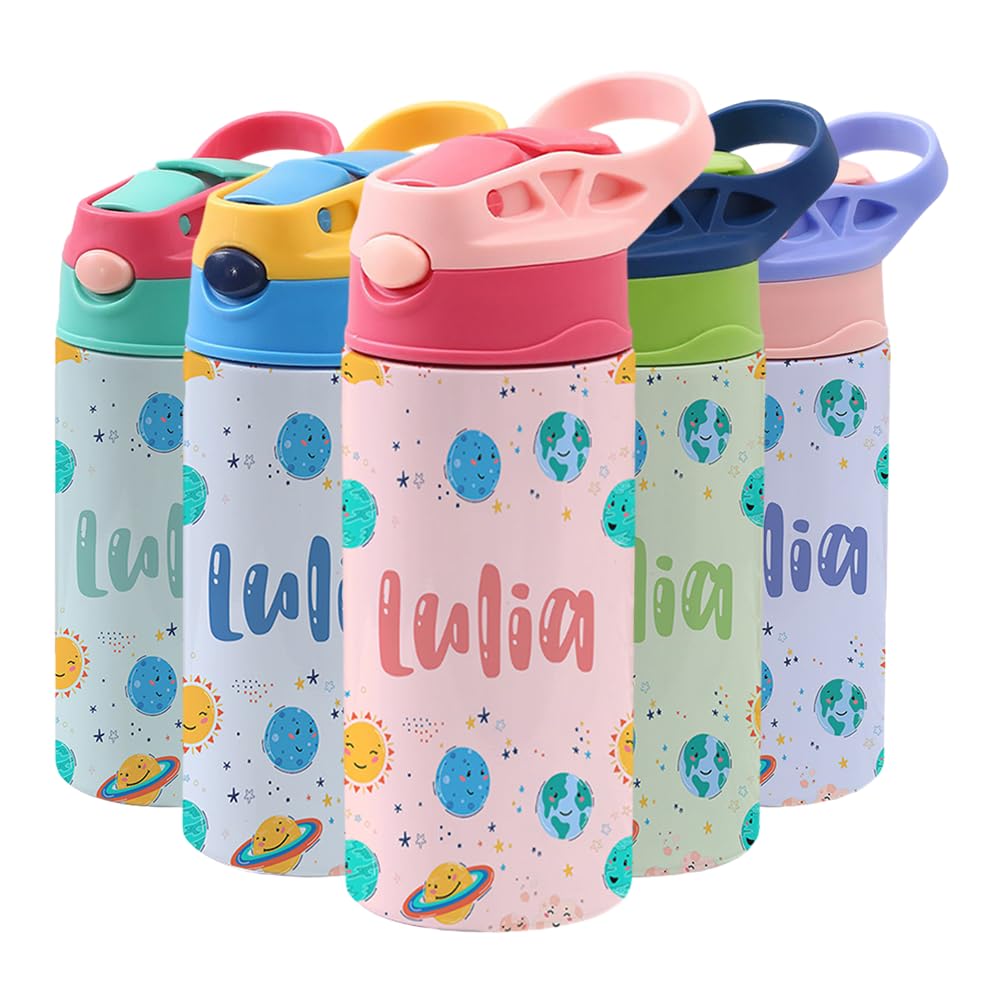 Soview Custom Kids Water Bottle for School, Personalised Gifts For Kids Children w Name Insulated Stainless Steel Cup For Back to School Season, Birthday Gift