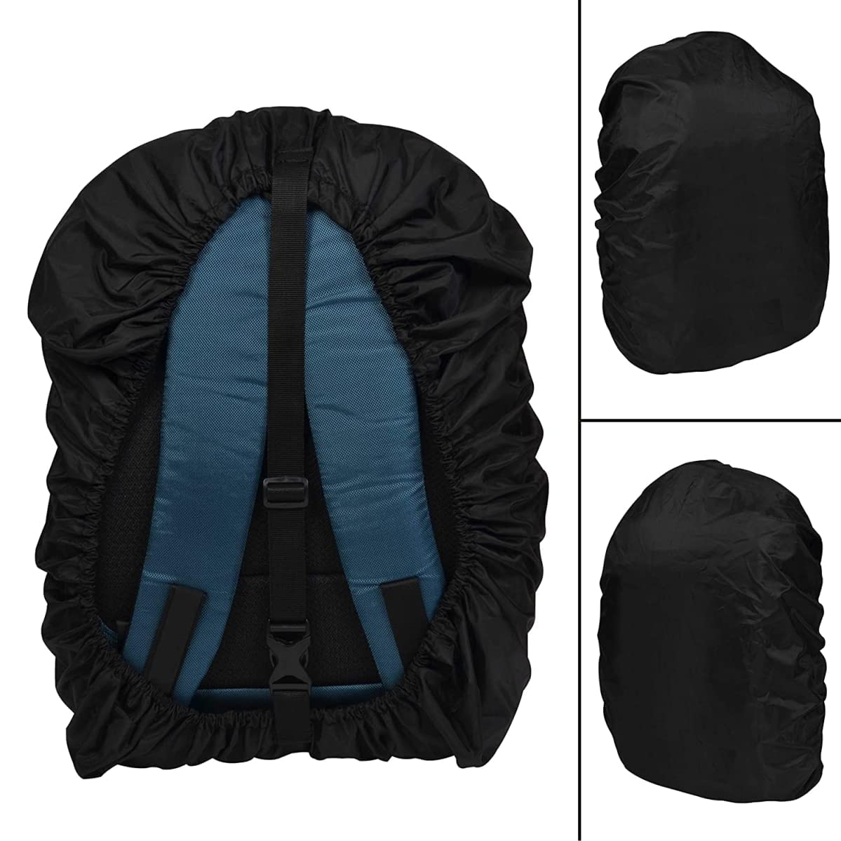 AARAL Bag Cover Waterproof Rain Cover for Backpack Bags, Rainproof Dust Proof Protector Elastic Adjustable School Bag Cover, Luggage Bag Cover with Pouch Free Size Heavy(Black,1 pcs)