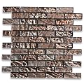 Stone Center Online Warm Rusty Color Satin and Matte Glass 1x3 Brick Mosaic Tile for Kitchen Backsplash Bathroom Flooring Shower Surround Dining Room Entryway Corrido Spa (1 Sheet)