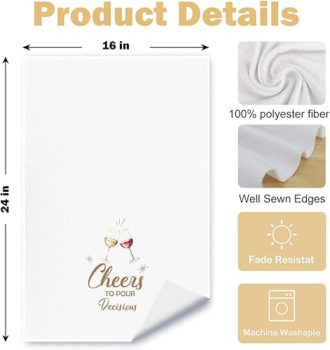 Miniatura 6 de Juego de 2 toallas de cocina de vino, regalos de vino para amantes de las mujeres, toallas de bar de té para decoración de cocina, regalos de