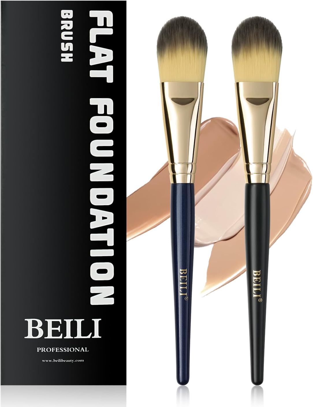 BEILI Foundation Brush, Foundation Brush, Liquid Foundation Brush, Mask Brush, Makeup Brush, Professional Foundation Concealer Brush, Pack of 2 BEILI Foundation Brush, Foundation Brush, Liquid Foundation Brush, Mask Brush, Makeup Brush, Professional Foundation Concealer Brush, Pack of 2
