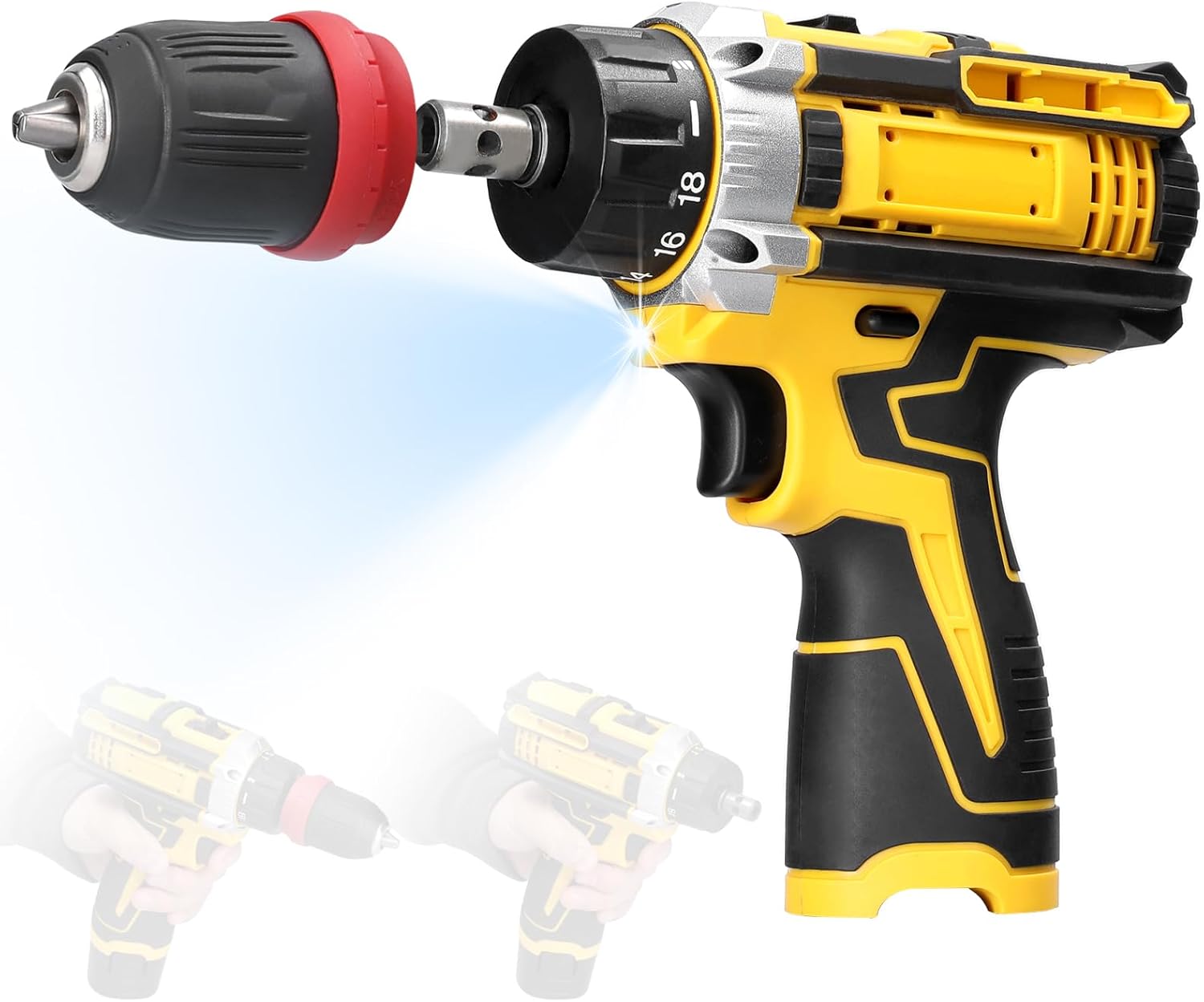 12V 2in1 Lithium Drill Electric Screwdriver Power Tool Brushed Motor Practical Screw Driver for Home Appliances Furniture Installation Automotive Electronics Repairing with Two Drill