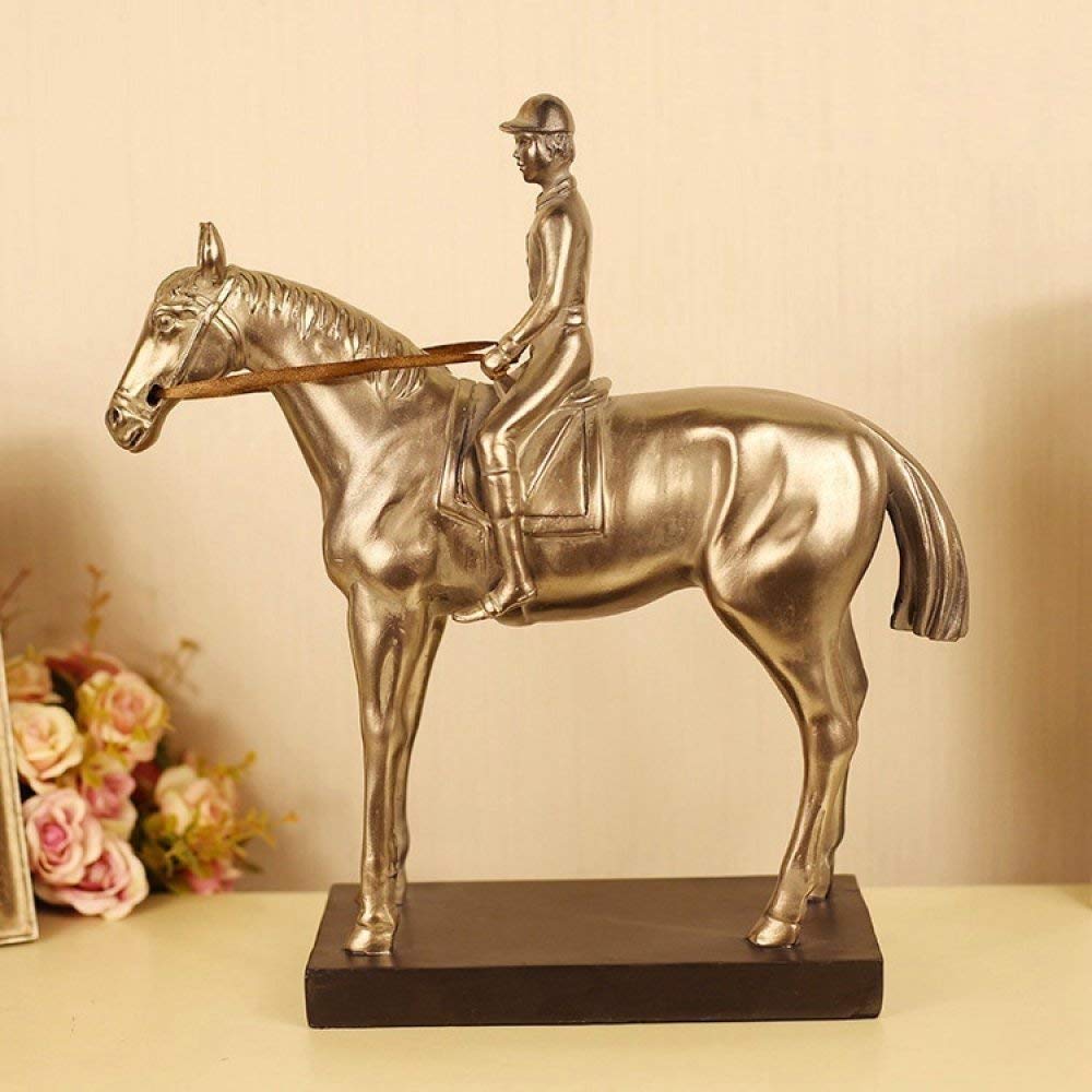Statue cavalier en résine décorative pour voiture et bureau