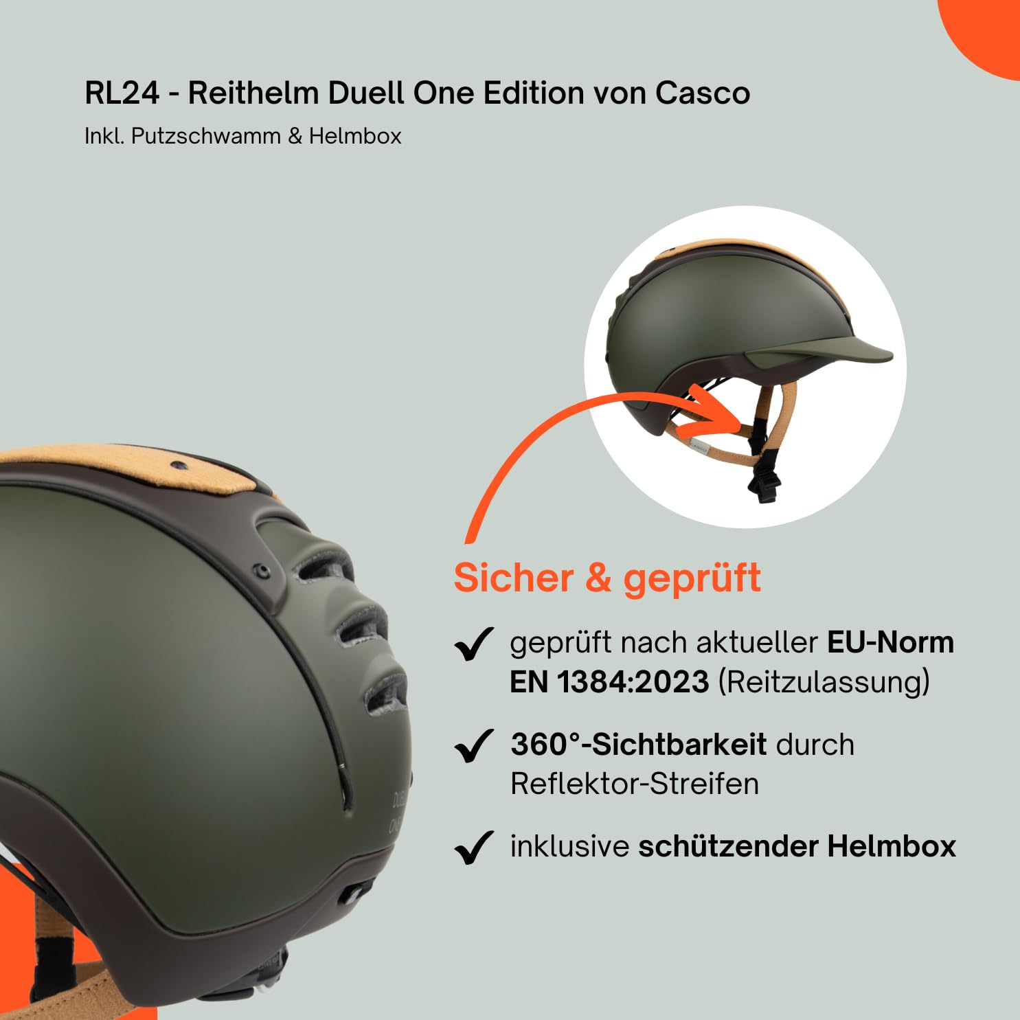 RL24 - Reithelm Duell One Edition – viele Farben & Größen | Inkl. Putzschwamm – Reitkappe Damen, Herren & Kinder – verbesserte Belüftung & ergonomisch perfekter Sitz