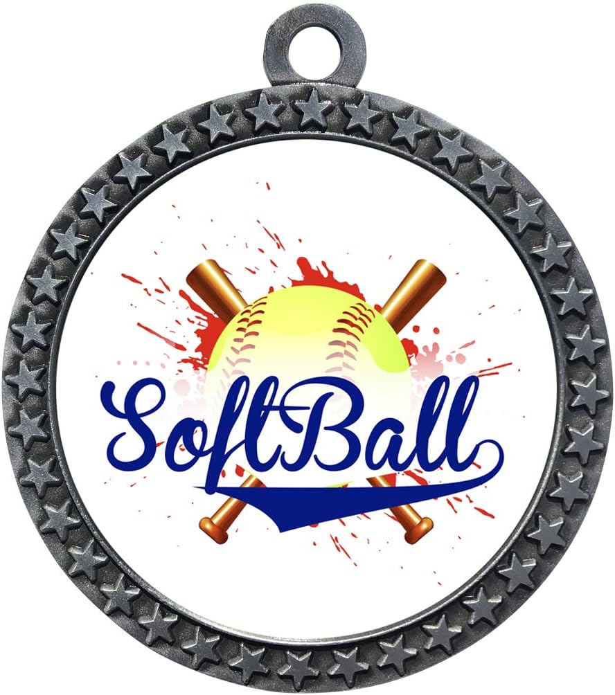 Express Medals 1 to 50 Packs Softball Silver Medal Trophy Award with Neck Ribbon STDD212-EG190