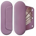AGIKET Silicone Makeup Brush Holder Travel Cosmetic BagSoft Portable Cosmetic Face Brushes Holder with Upgrade Anti-Fall Out Magnetic Closure, Large Travel Makeup Brush Case - Light Purple