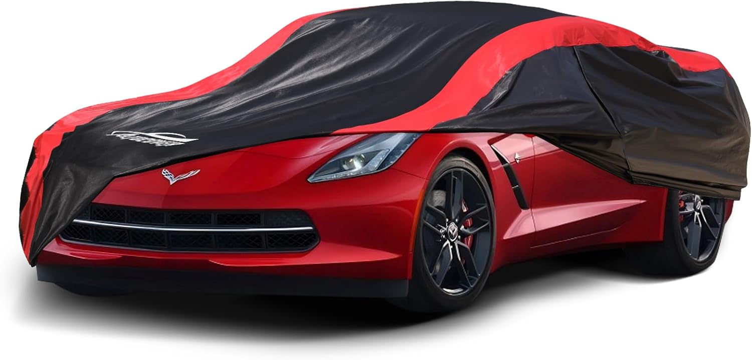 Car Cover Custom Fit for Chevy Corvette C4 C5 C6 C7 1983-2019, Coupe Car Cover Waterproof All Weather with Cotton Liner for Rain Snow Protection