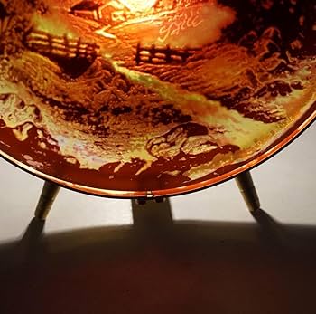 エミールガレ 山景紋 プレート 卓上照明 スタンド 技法カメオ彫