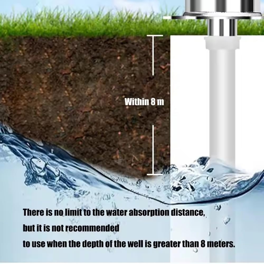 Bomba de pozo manual,Bomba de Agua Manual de Acero Inoxidable,Bomba De Agua SubterráNea DoméStica De Acero Inoxidable,con soporte de 58 cm y manguera de 5 metros para Jardines Parques Estanques