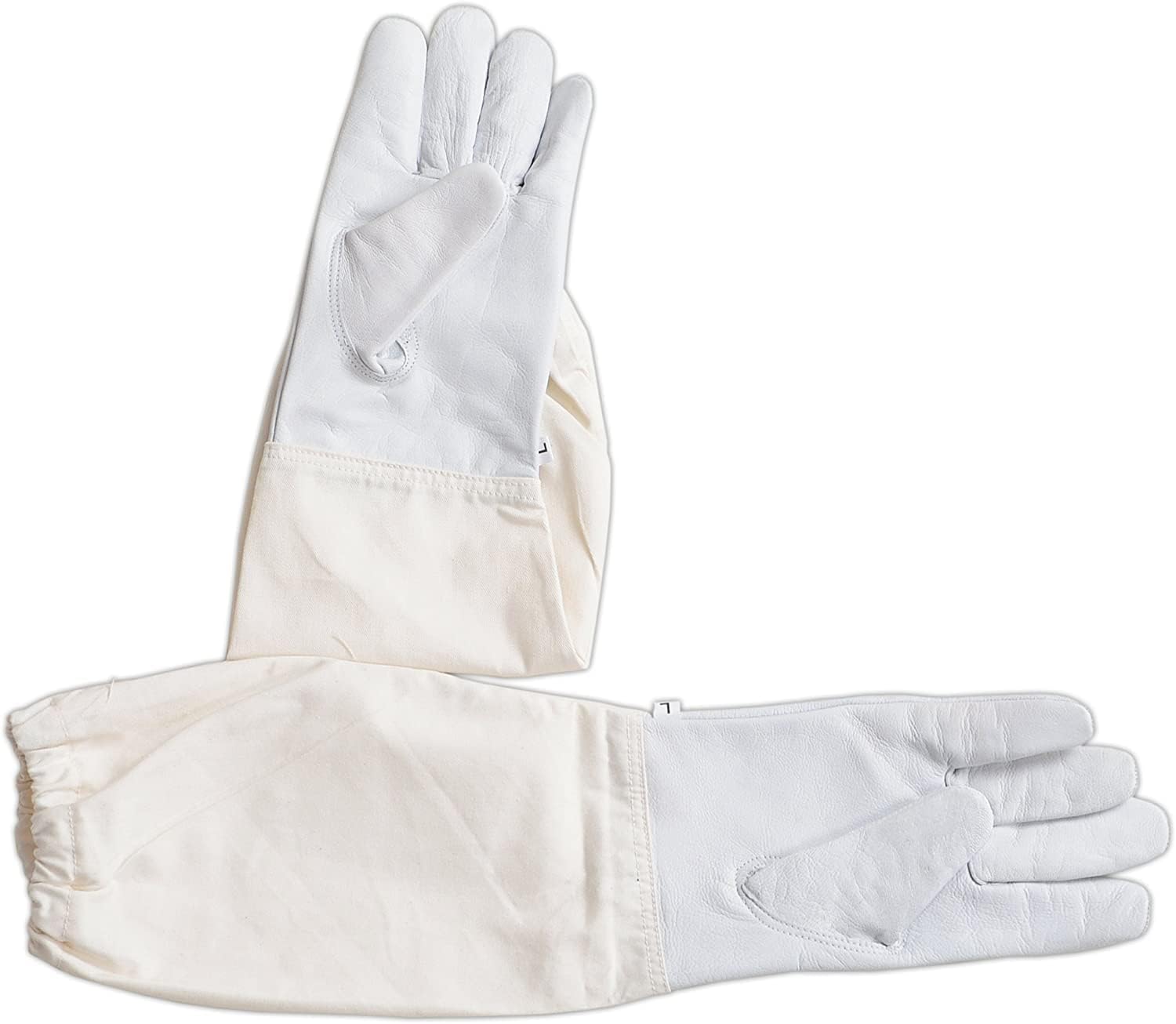 Children Goatskin Leather Beekeeper's Glove with Long Canvas Sleeve and Elastic Cuff