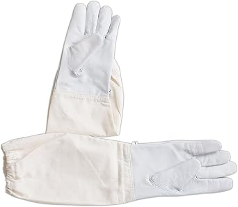 Children Goatskin Leather Beekeepers Glove with Long Canvas Sleeve and Elastic Cuff