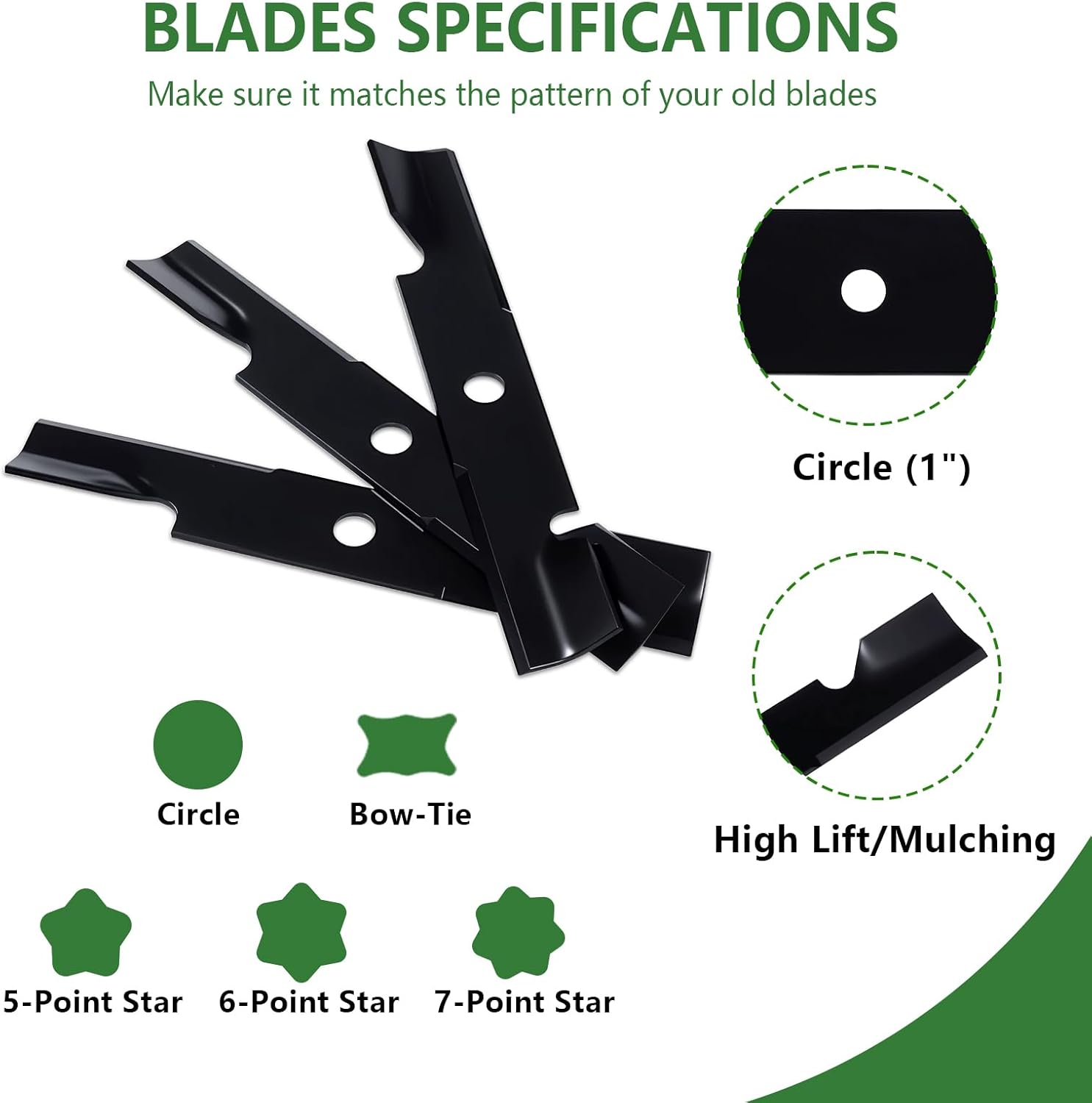 103-6401 Lawn Mower Blades Mulching High Lift Blades for Exmark 48 Inch Deck Replacement for 103-6401-S 103-6381-S 103-6381 103-6391-S 103-6391 103-6396 103-6396-S Lazer Z 3Pack