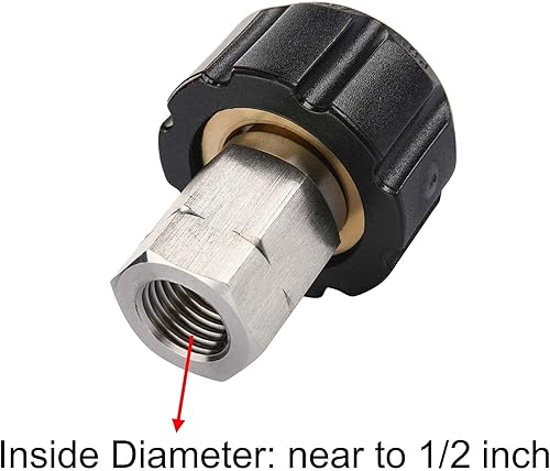 Miniatura 3 de Tool Daily Adaptador para lavadora a presión, hembra métrica M22 a conector NPT hembra de 1/4 pulgadas, 5000 PSI