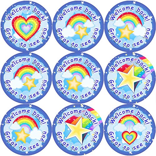 144 Welcome Back Rainbows 30 mm Reward Stickers for School Teachers, Parents