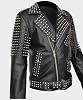 men's brando spikes metal rivets rock punk motorcycle black biker leather jacket