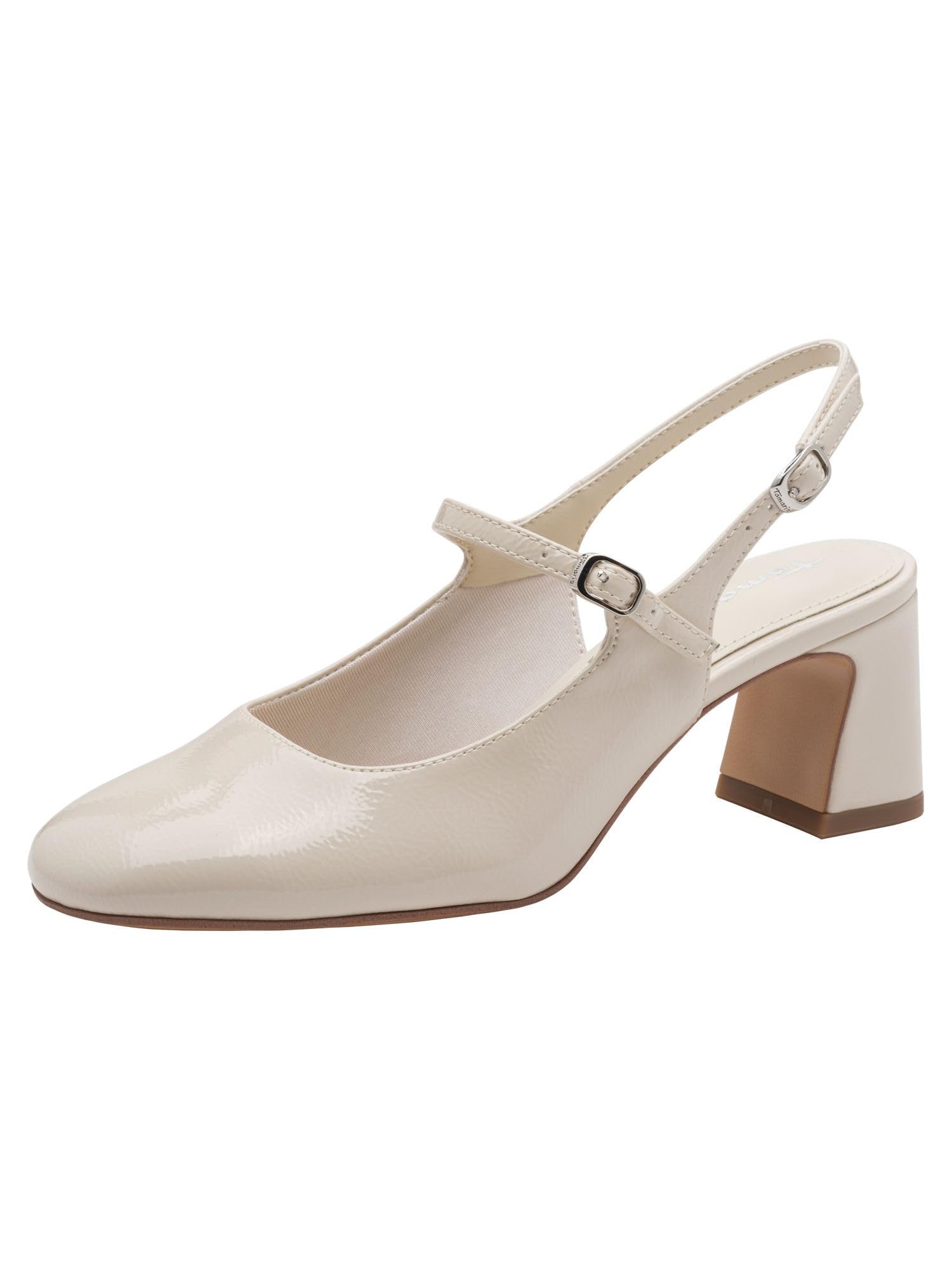 Tamaris Women's slingback pump with block heel beige 3.5 UK