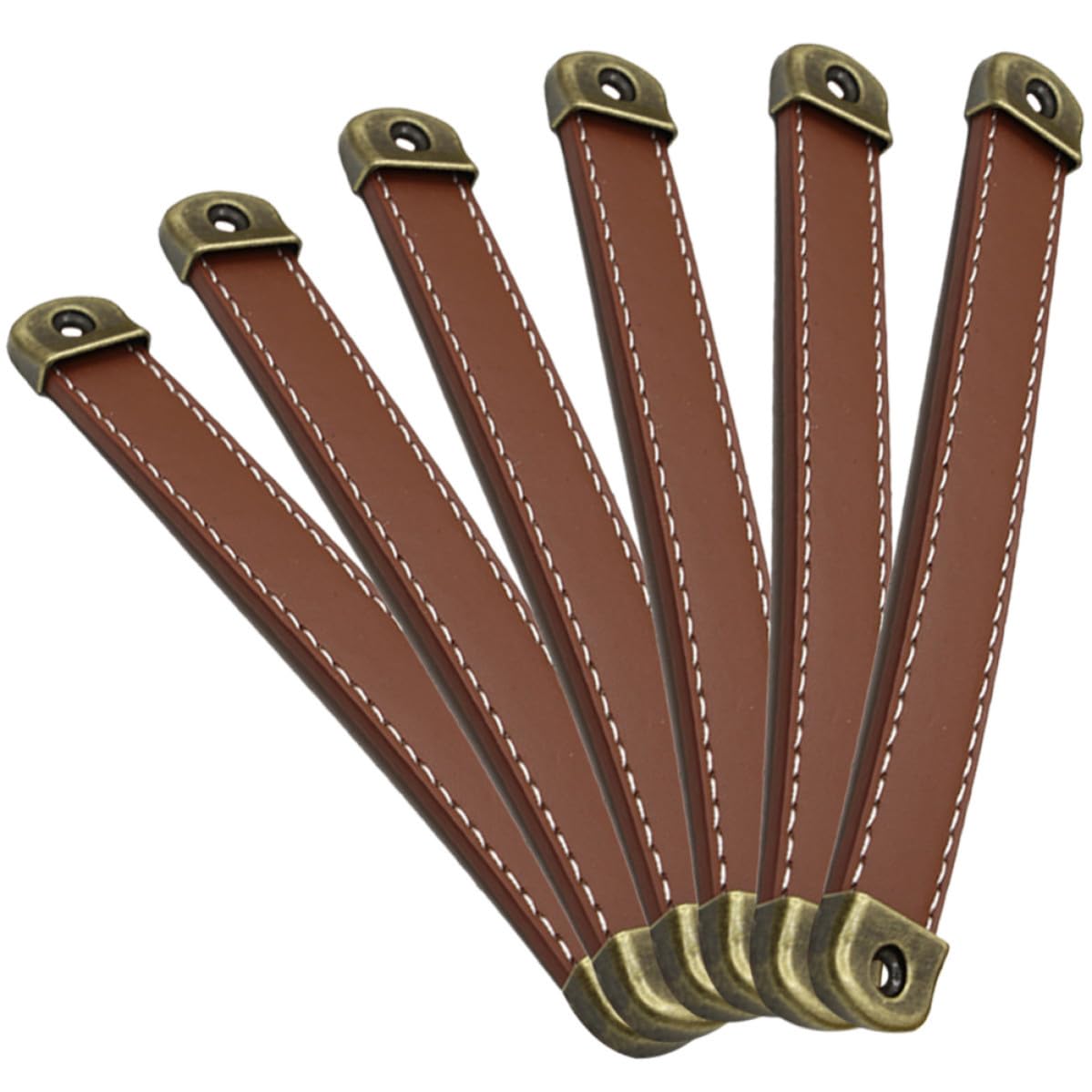 Maniglie per Mobili in Pelle Sintetica Marrone, 6 Pezzi, Design Semplice e Moderno, Foratura 160mm, per Cassetti e Armadietti