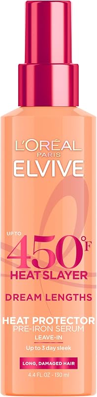 L'Oreal Paris Elvive Dream Lengths Heat Slayer Pre-Iron Spray Leave-In, 4.4 Ounce | 4.4
