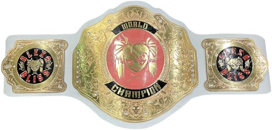 Alexa Bliss Women’s World Heavyweight Championship Title Belt Replica – Gold Wrestling Belt for Adults, Collectible Fan Edition