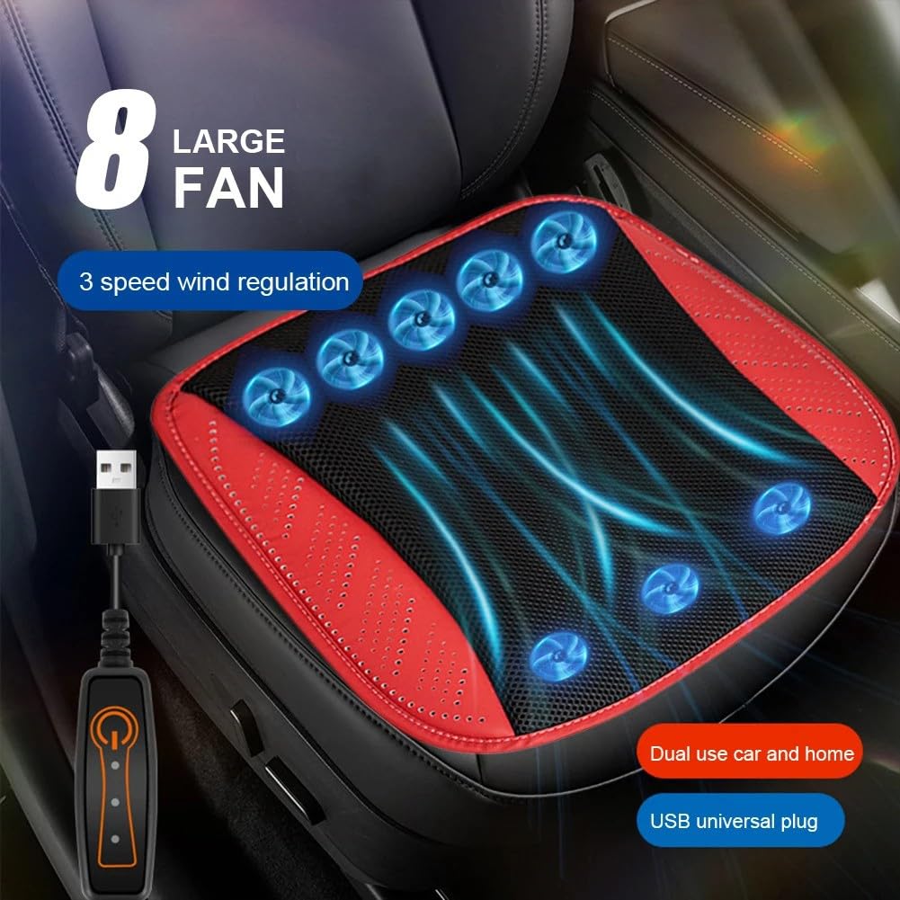 Funda de asiento de aire de refrigeración ventilada de seda de hielo 3D de doble capa, cojín de asiento de coche portátil transpirable, cojín de asiento de coche, para la mayoría de los automóviles