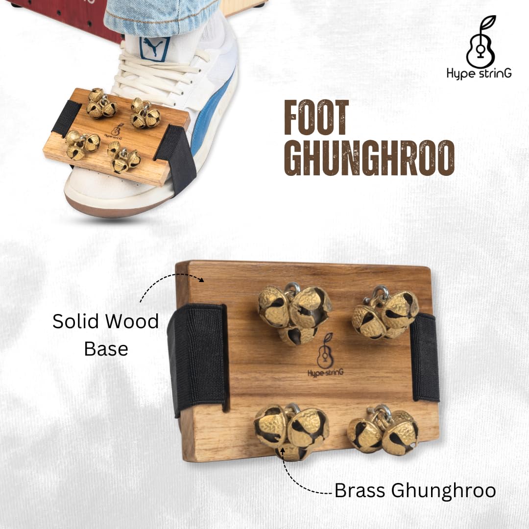 Hype String Ghungroo With Wooden Base and Brass Ghungroo || Perfect for Cajon, Guitar or Other Instruments Players - Image 4 thumbnail