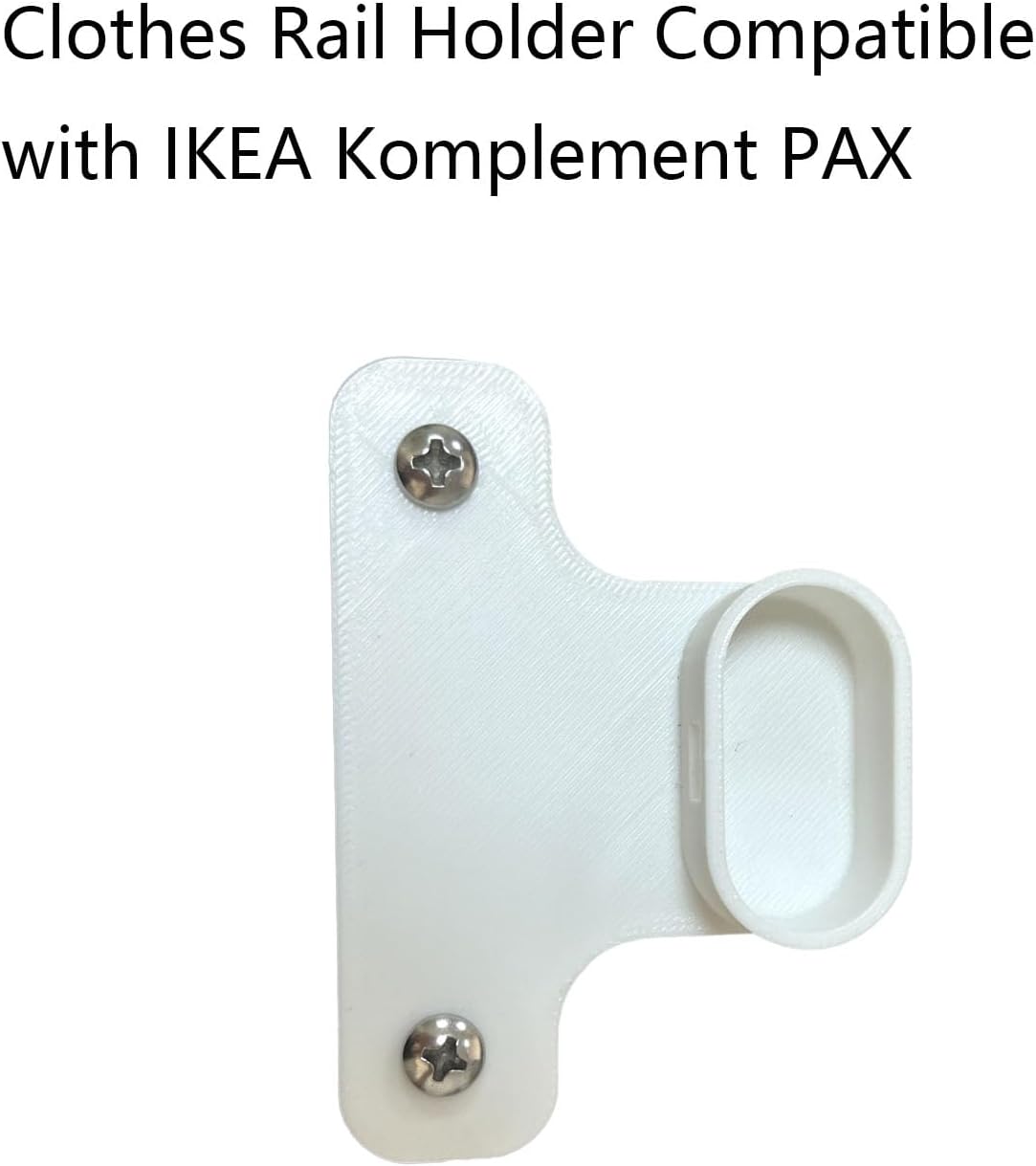 2 PCS White Clothes Rail Holder Compatible with IKEA Komplement Pax, Closet Rod Holders, Hanger Rail Mount Compatible with IKEA (Screws Included)