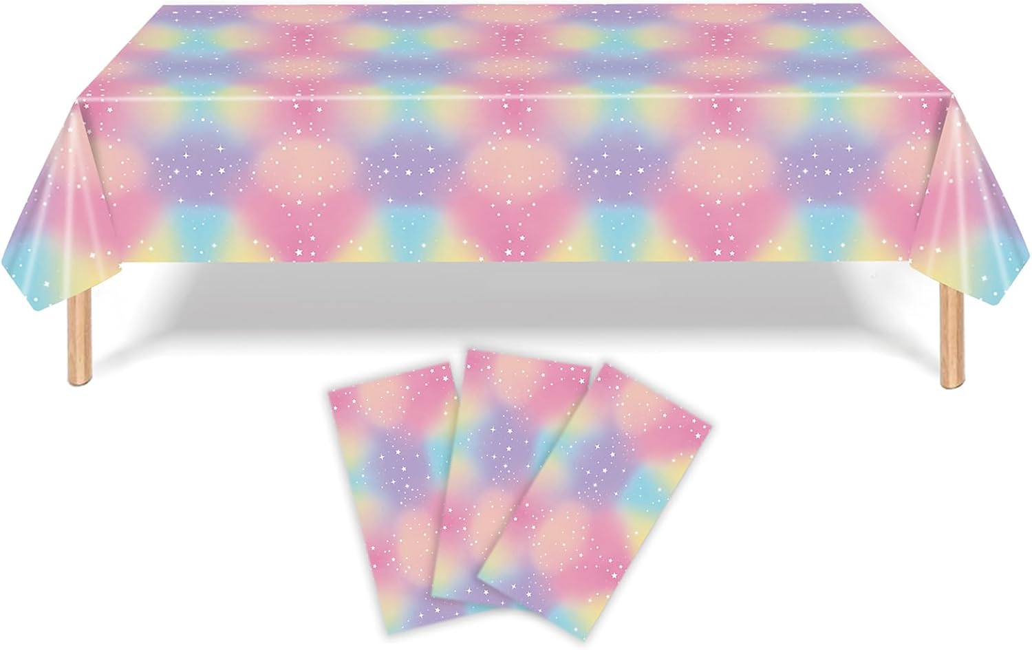 Bourns 3pcs Colorful Stars Birthday Party Tablecloths,Disposable Colorful Stars Table Cloths,Rectangle Waterproof Table Cover for Girls and Boys Birthday Party Indoor Outdoor 54x108 Inch