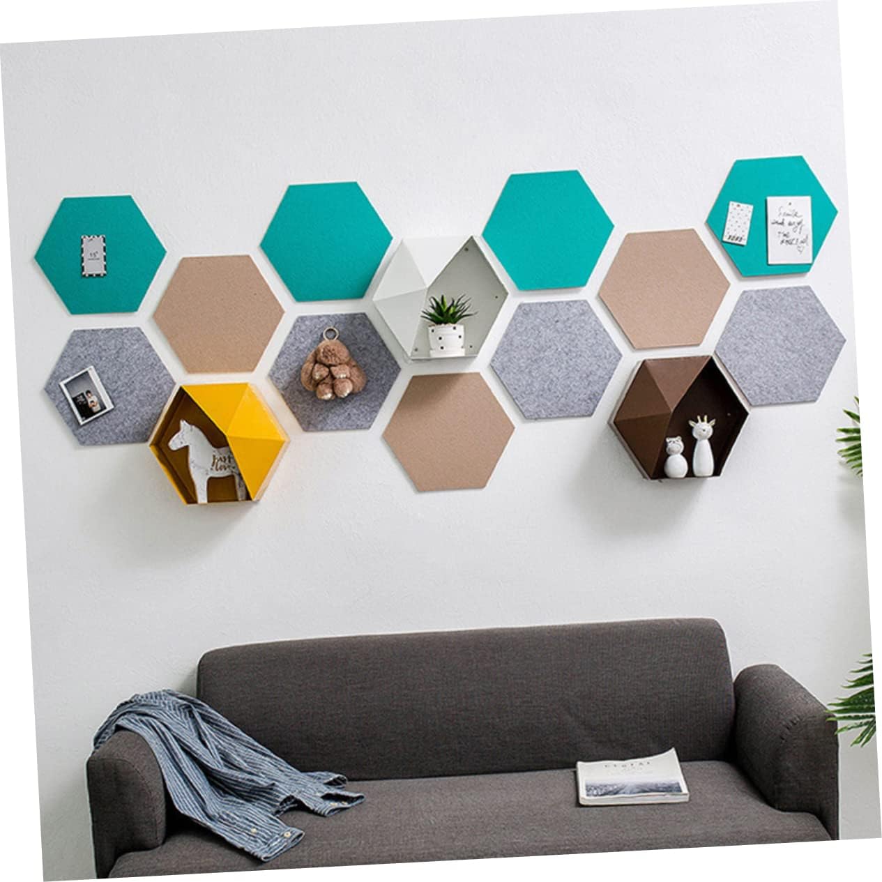 OSALADI 10pcs Colorful Hexagon Felt Board Easy to Install Wall Decor for Home Office and School Versatile Cork Photo Background Panels for Memorable Displays