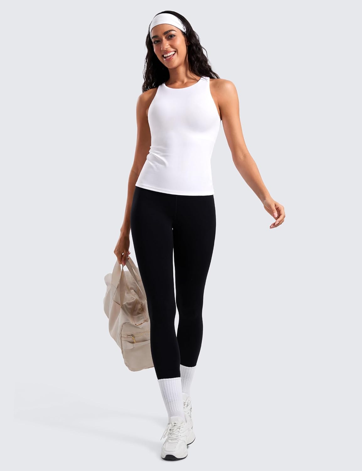 CRZ YOGA Butterluxe Workout Tank Tops for Women - Racerback Padded High Neck Yoga Athletic Shirt with Built in Bra - Image 5