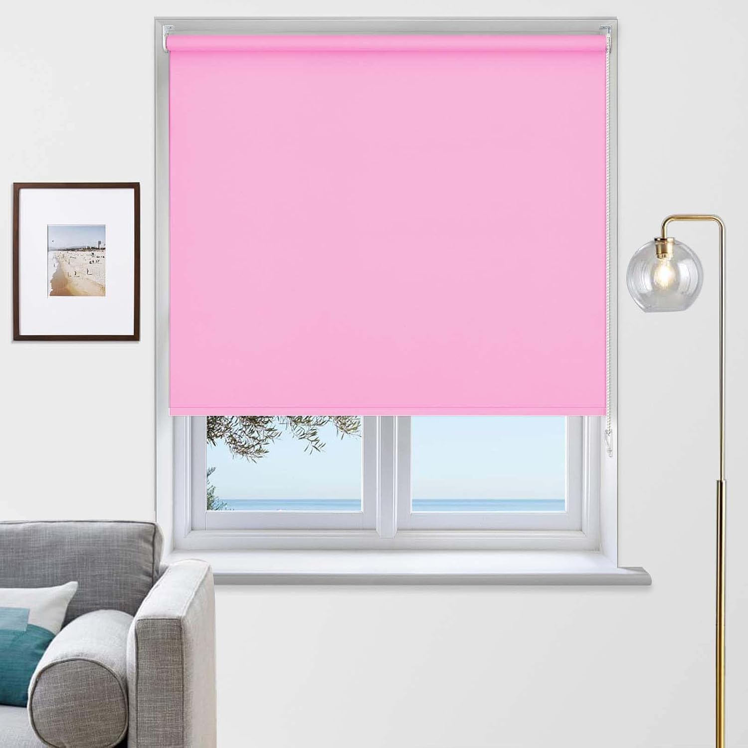 Rehan & Co Blackout Fabric Roller Blinds Pink Blind (235W X 165H cm) โ image 1