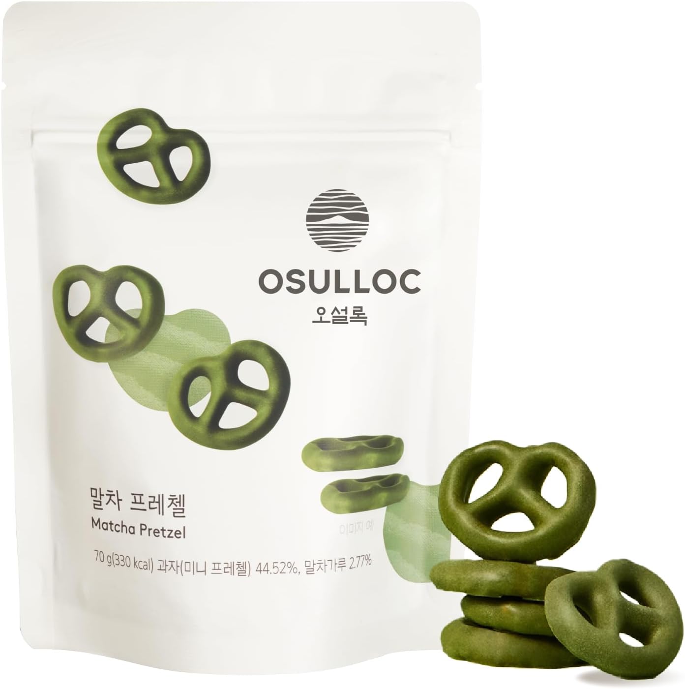 OSULLOC Matcha Pretzel (2.46 oz, 70g), Korean Matcha Flavored Snacks | Asian Snacks, Premium Tea Snacks from Jeju island