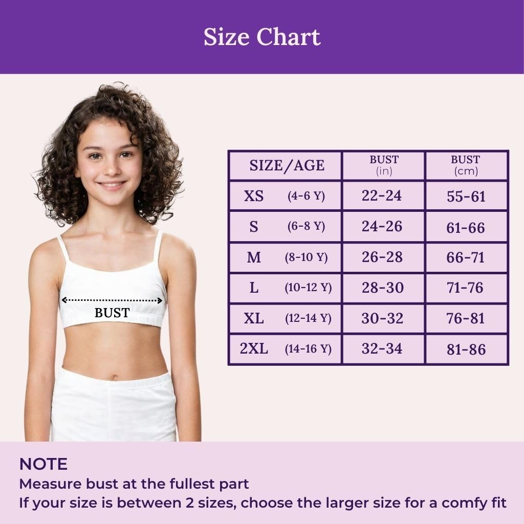 Adira | Bra for Teens | Teen Bras with Flat Padding for Coverage | Gives Confidence at School | Beginners Bra with Comfortable Strecthy Cotton | Pack of 2 | White & Skin | S - Image 3 thumbnail